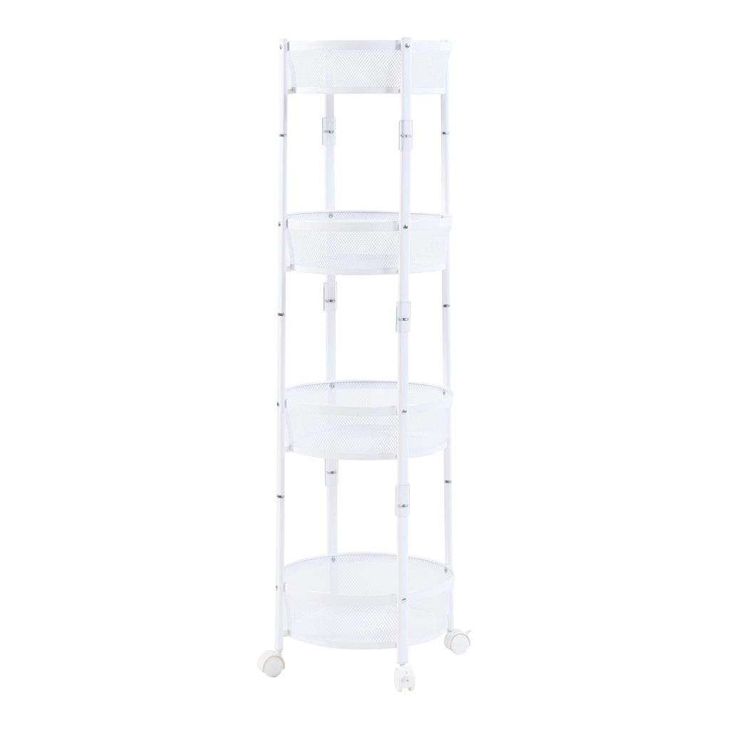 Carrello da Cucina Sørreisa con 4 Cestelli Telaio Pieghevole Bianco [en.casa]