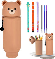HBSFBH 2 in 1 tas siliconica morbida, set di 3 gomme cancellabili con inchiostro termosensibile, etui cartoon, gomme cancellabili, per bambini