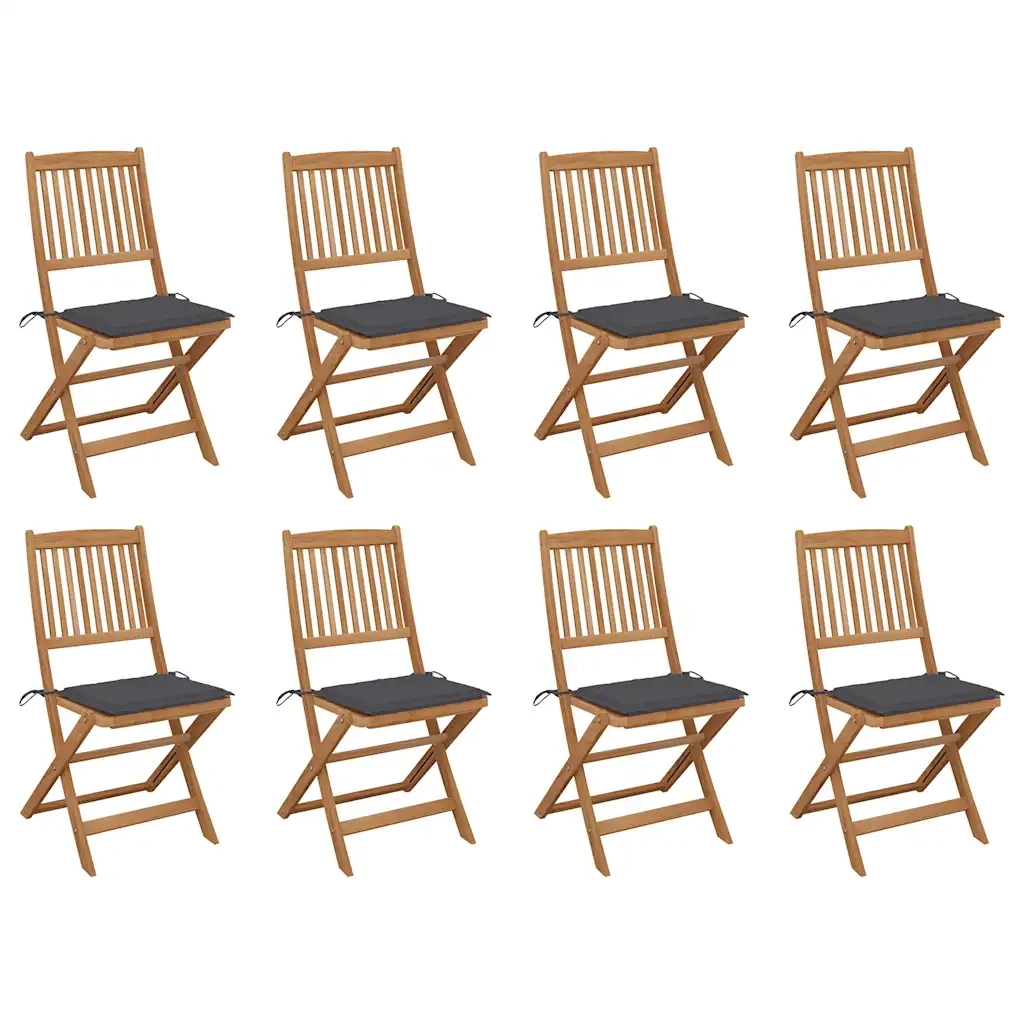 Sedie da Giardino Pieghevoli 8 pz con Cuscini Massello Acacia cod mxl 13854