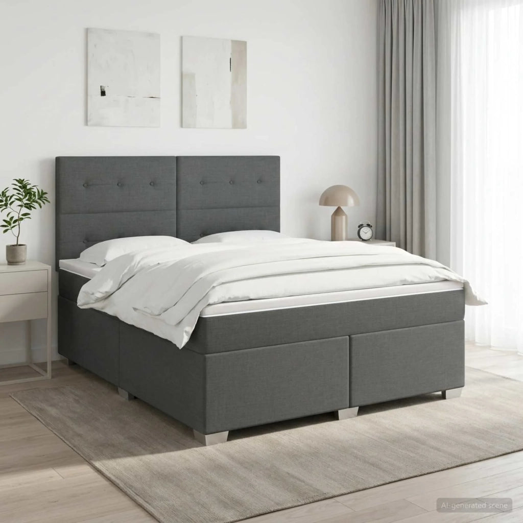 Letto box spring con materasso Grigio Scuro 180 x 200 cm 3453466