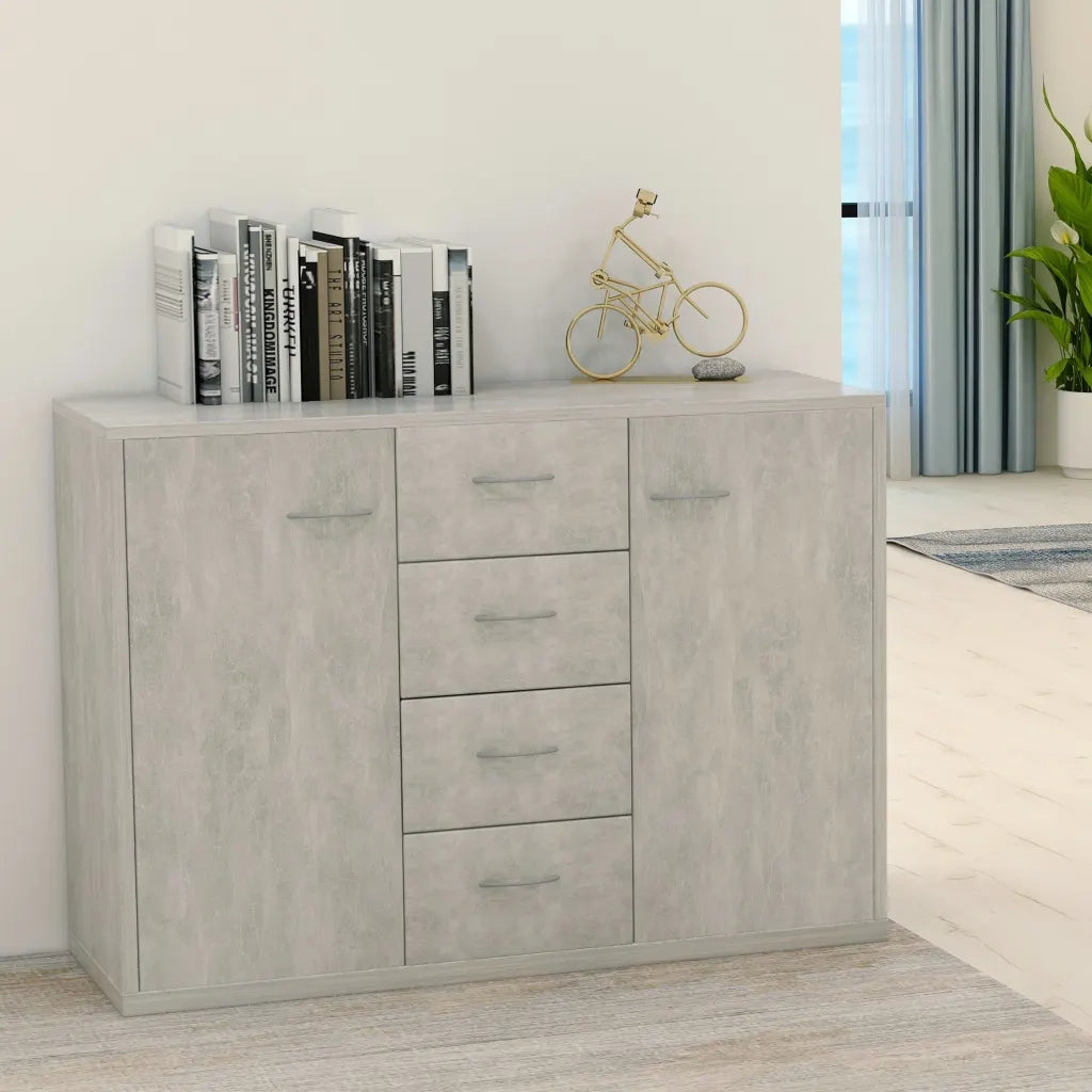 Credenza-Buffet-Armadio da cucina Grigio Cemento 88x30x65 cm in Legno Multistrato