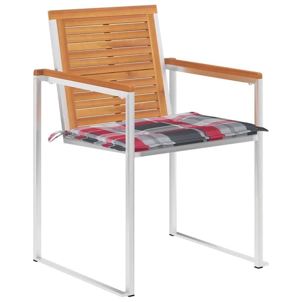 Sedie da Giardino con Cuscini 4 pz in Legno Massello di Acacia 3078483