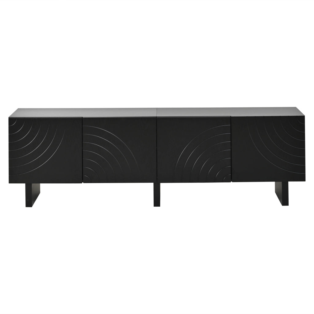 Mobile TV con 4 ante; per soggiorno; in pannello truciolare; 180×40×55 cm; nero