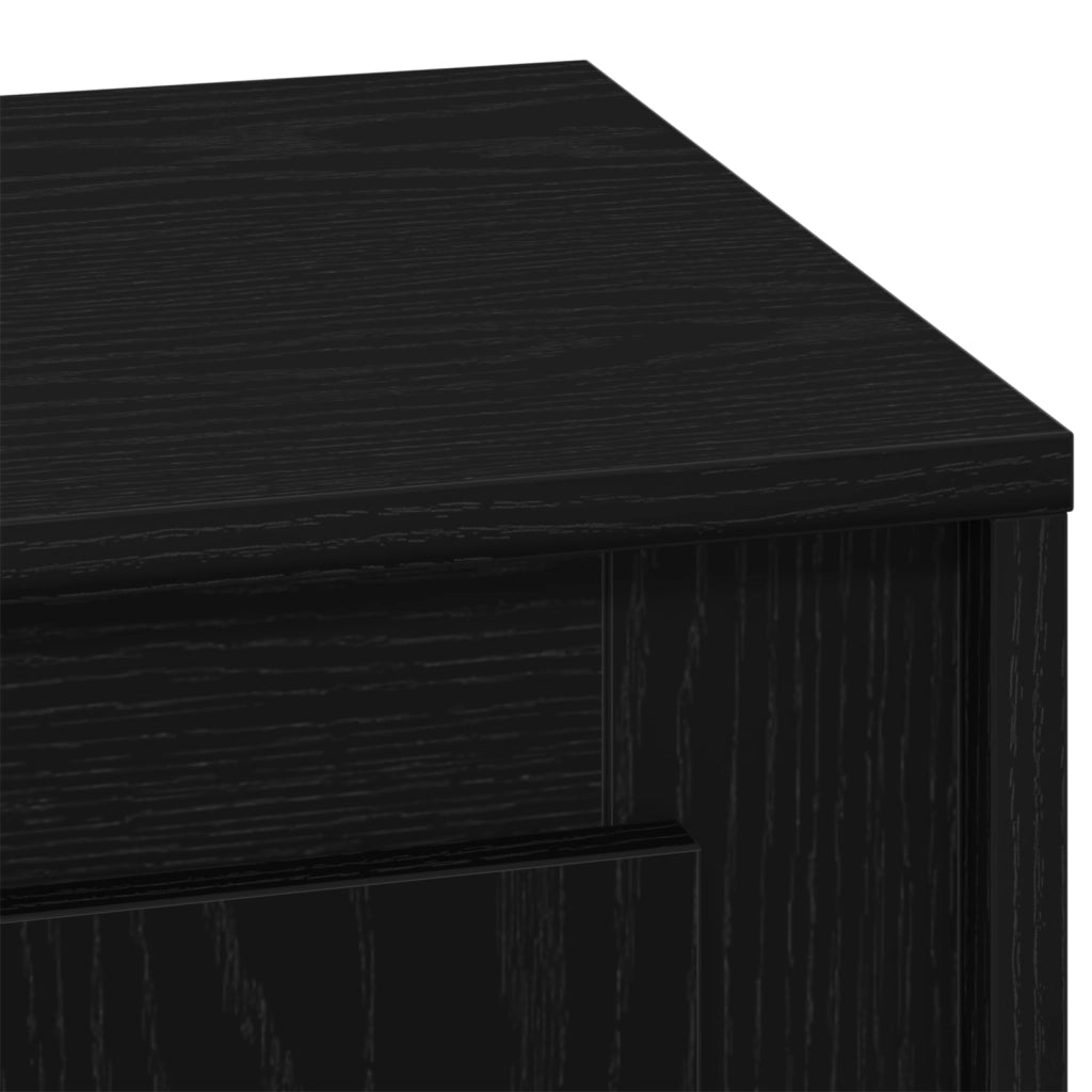 Comodino con luci LED Nero Rovere 44x34,5x45 cm