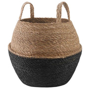 Vaso da fiori con manici Nero Ø 32 x 32 cm 100% Erba marina