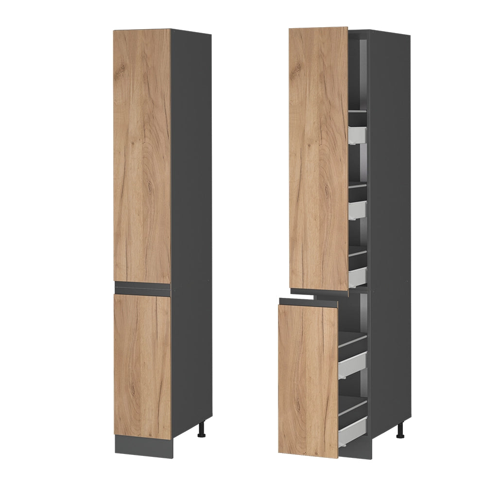 Armadio da farmacia R-Line Rovere dorato/Antracite 30 cm Forma a J Vicco