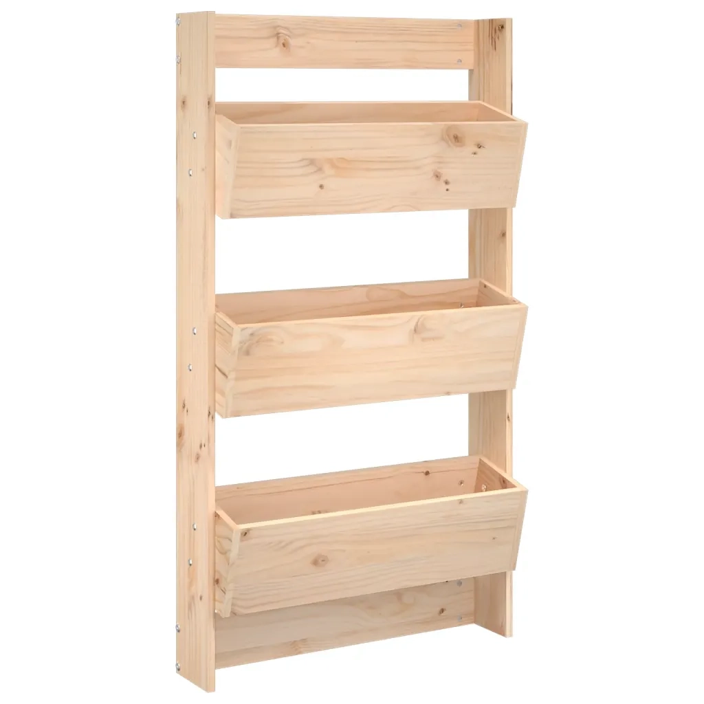 Fioriera a Muro 3 Ripiani 60x18,5x110cm Legno Massello di Pino 825114