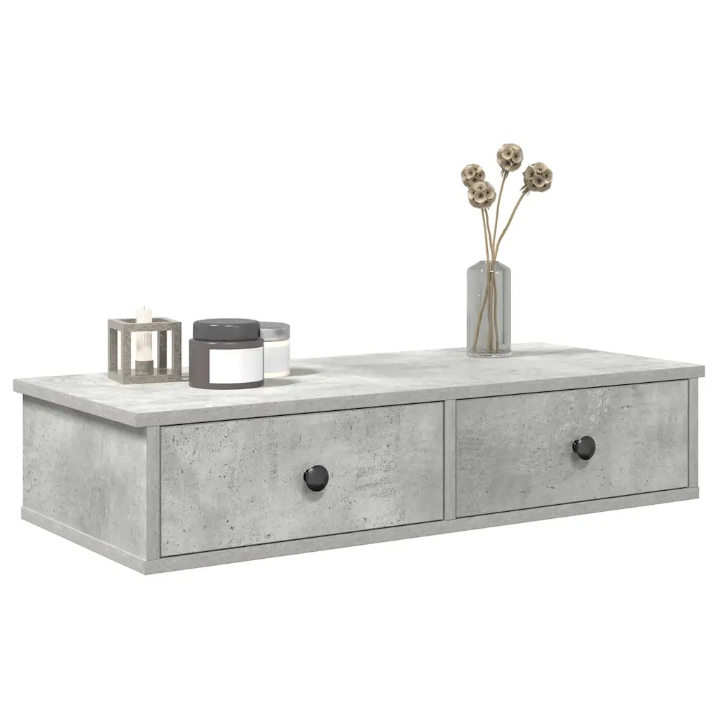 Scaffale a Parete con Cassetti Grigio 80x31x17 cm in Truciolato 859953