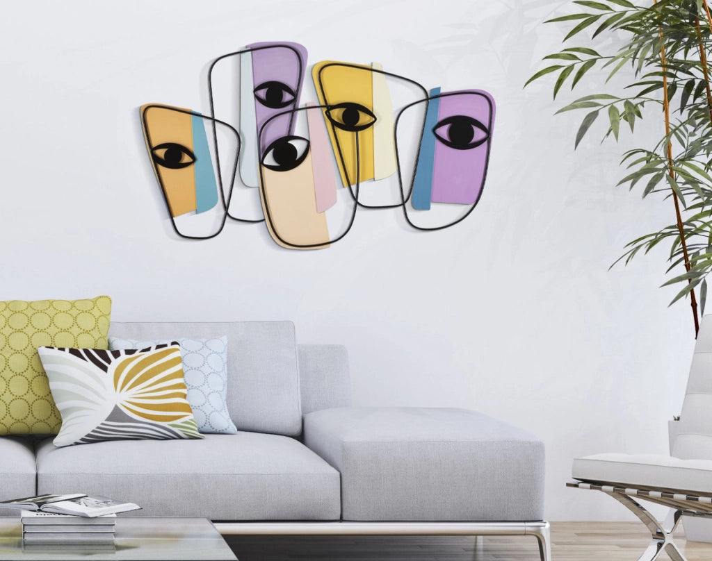 Pannello da Muro Eyes 120x2x72 cm in Ferro Multicolor