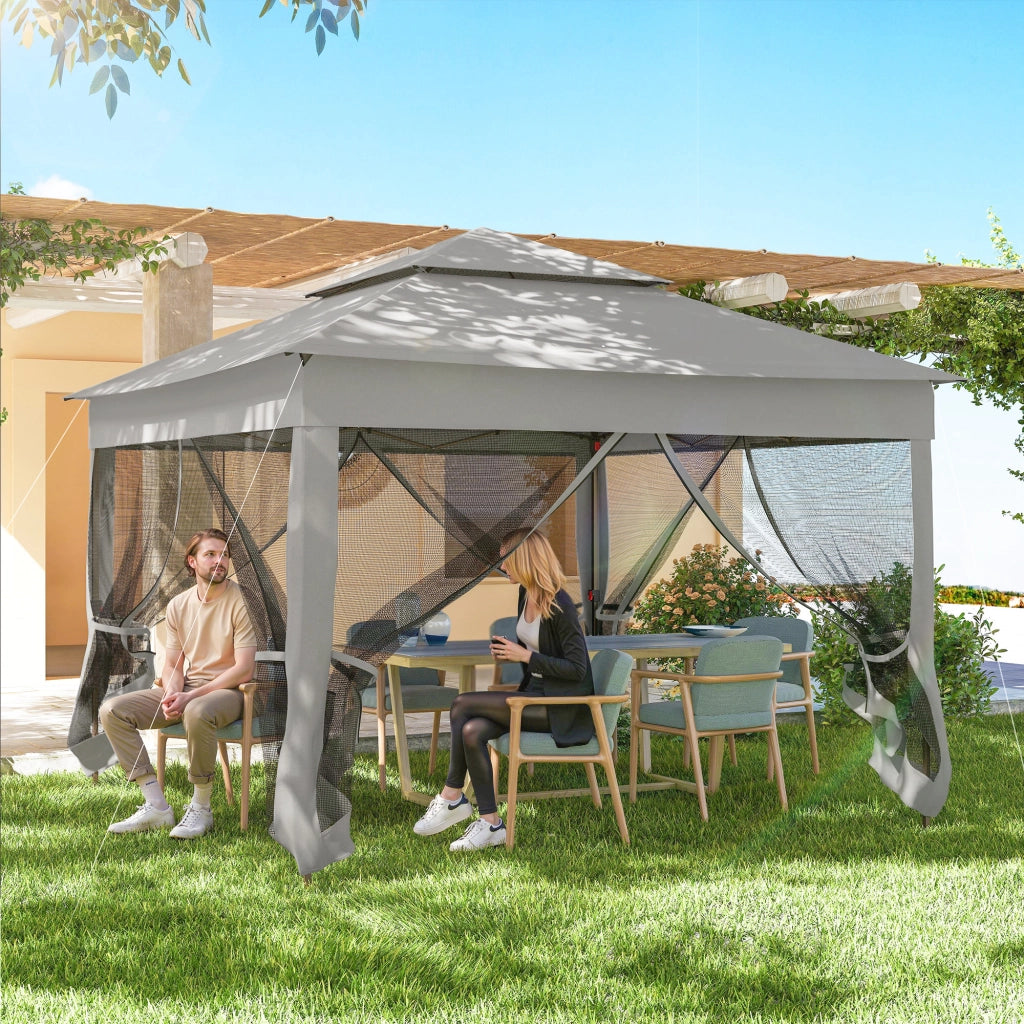 Gazebo da Giardino Pieghevole Pop-up ¨C Xylo ¨C Acciaio Poliestere Impermeabile Anti UV con Zanzariere