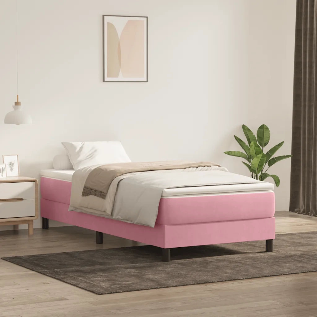 Giroletto a Molle senza Materasso Rosa 100x210 cm in Velluto 3315818