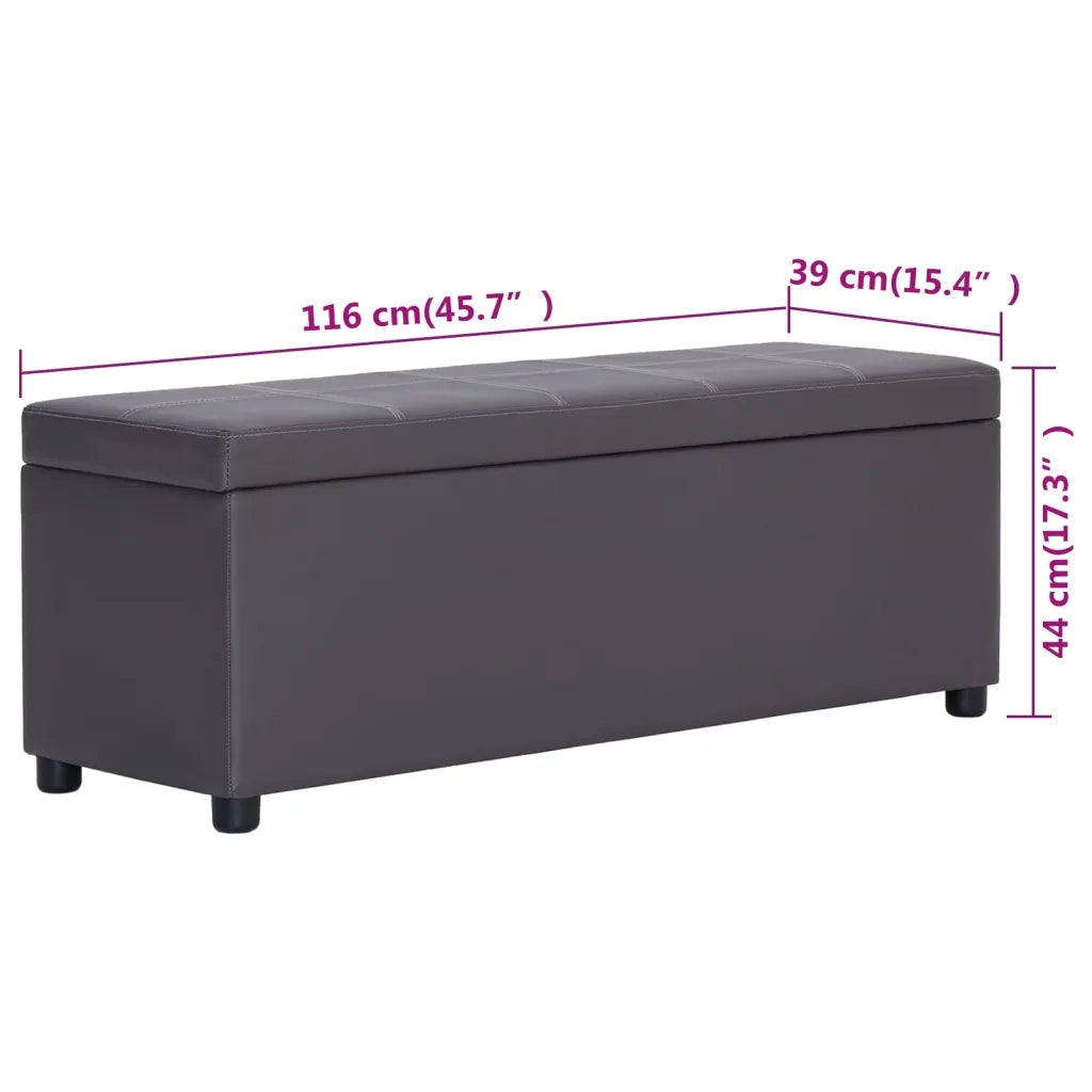 Panca con Vano Portaoggetti-Panca con Contenitore-Sgabello 116 cm Grigia in Similpelle