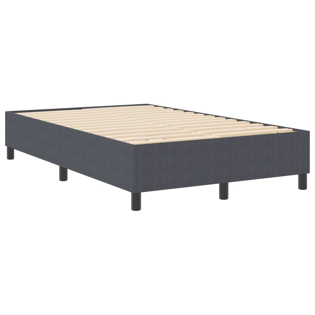 Letto a Molle Box Grigio Scuro Piccolo Doppio Tessuto Corduroy