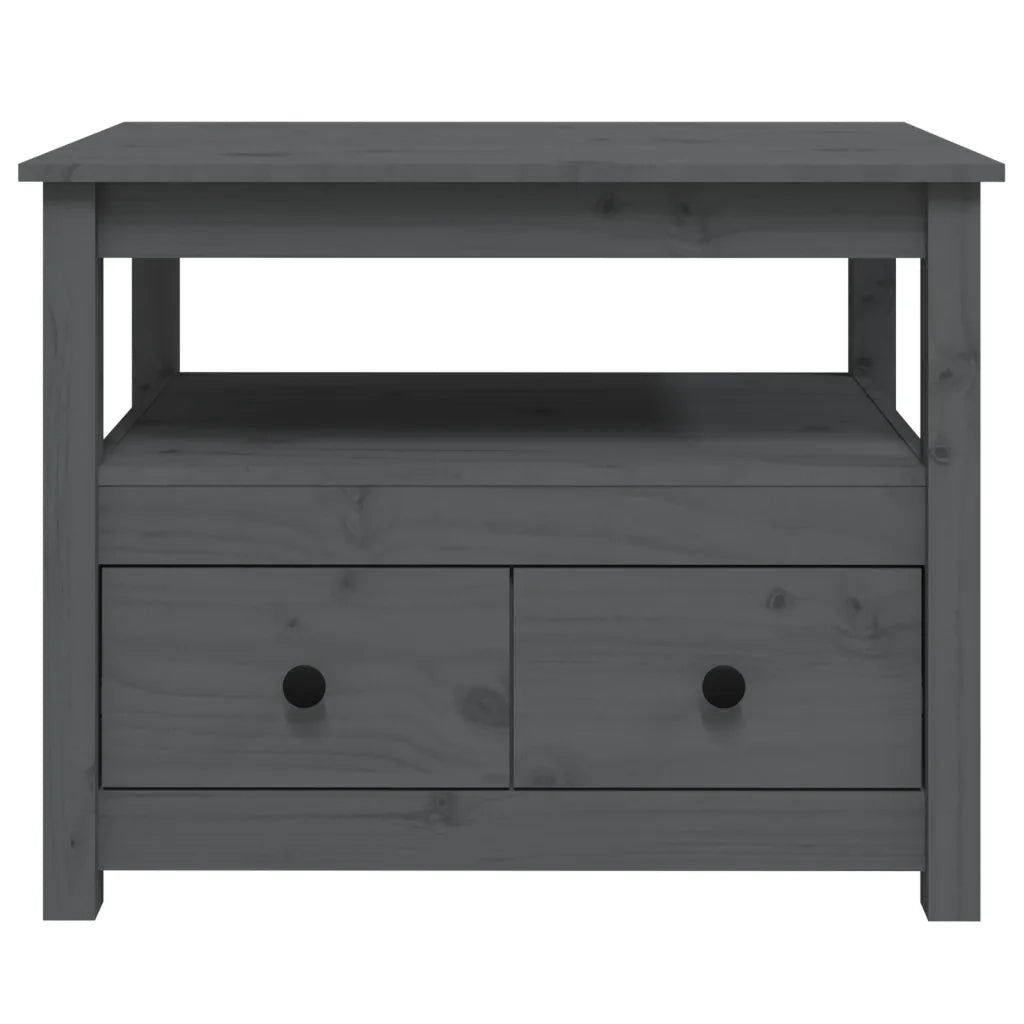 Tavolino da Salotto Grigio 71x49x55cm in Legno Massello di Pino 820938