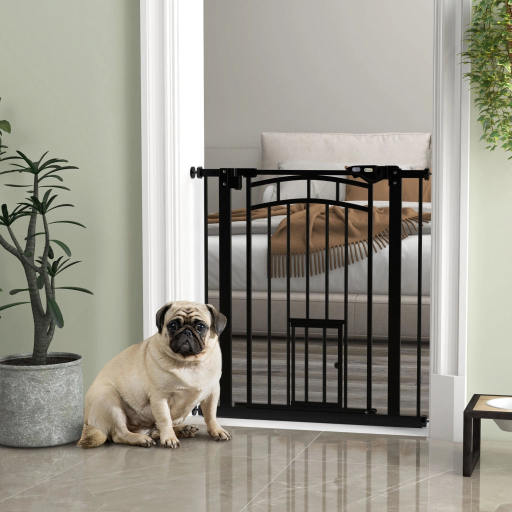 Barriera per animali porta chiusura automatica senza fori ¨C zephmum ¨C acciaio nero 74-80 cm