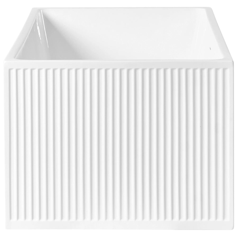 Vasca da bagno rettangolare moderna indipendente 170 x 80 cm Acrilico Finitura scanalata Bagno Bianco opaco