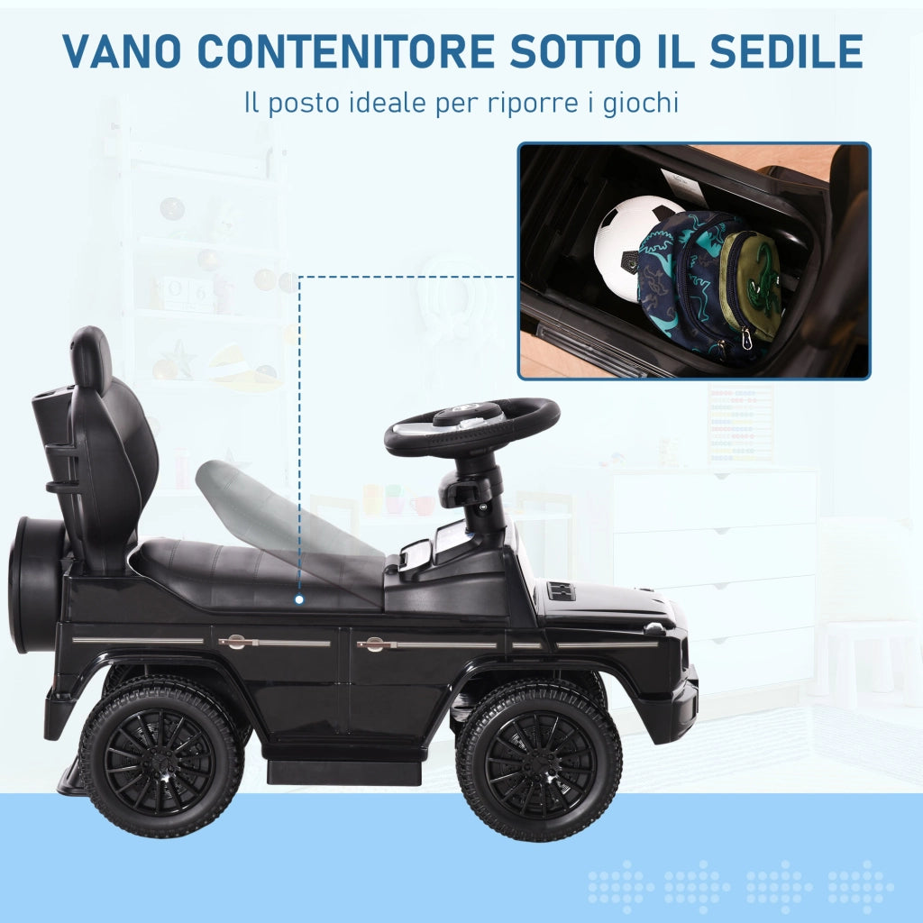 EasyComfort Macchina a Spinta per Bambini 12-36 Mesi con Licenza Mercedes, Tettuccio e Maniglia di Spinta, 85.5x40.5x95 cm, Nero