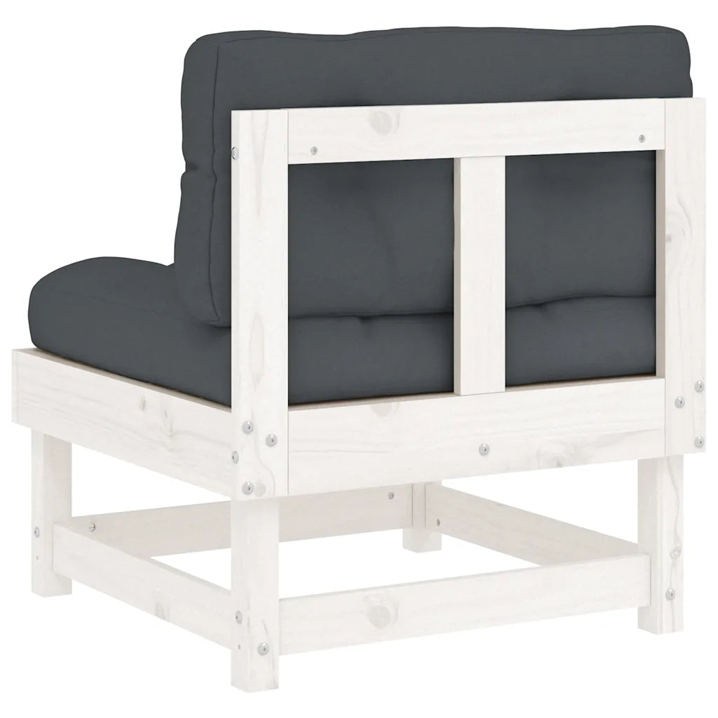 Divano componibile-Divani Centrali con Cuscini 2 pz Legno Massello di Pino Bianco 245216