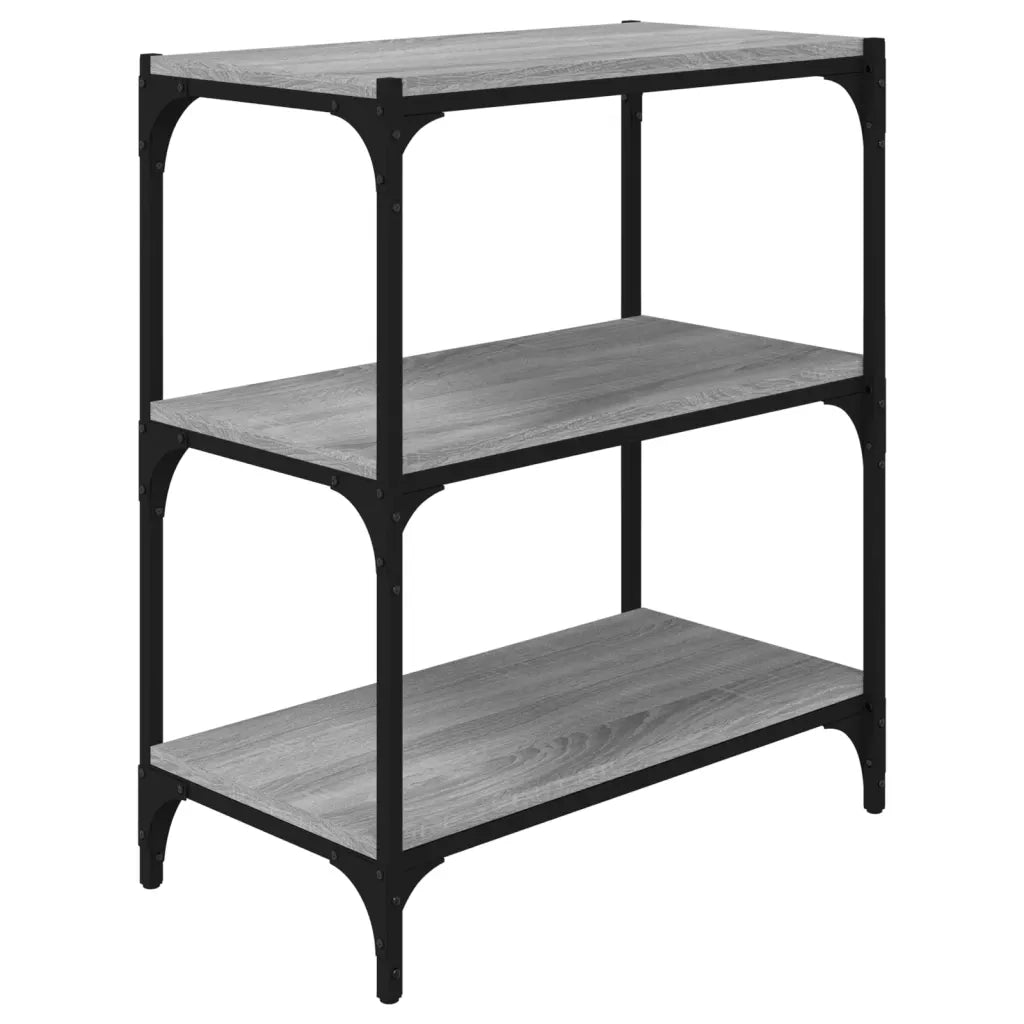 Libreria-Scaffale per Libri-Mobile di Stoccaggio grigio sonoma 60x33x70,5cm Legno Multistrato e Acciaio
