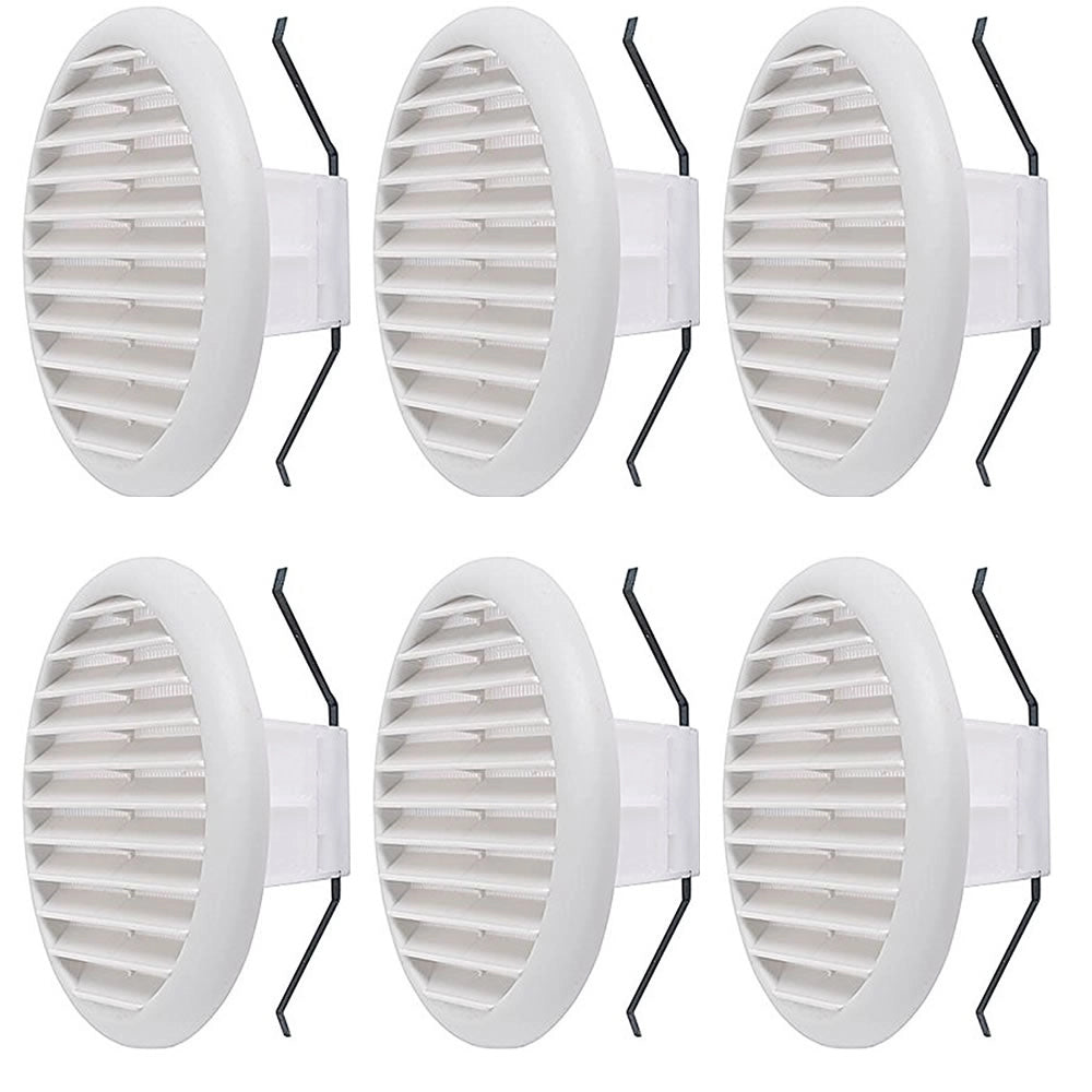Multipack 6 pezzi griglie di ventilazione tonde mm 145 bianca con molle e rete aerazione foro da mm 80 a 125