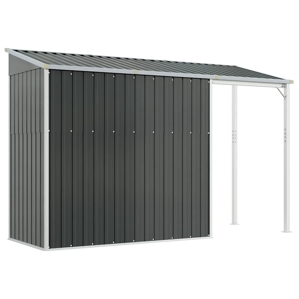 Capanno Giardino Tetto Esteso Antracite 277x107x181cm Acciaio 364526
