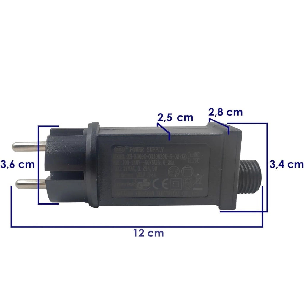 Trasformatore Alimentatore 12W per luci di Natale a LED 36V IP44 per catene e decori luminosi con spina Schuko adattatore driver Ignifugo a bassa tensione 8 differenti Giochi di luce