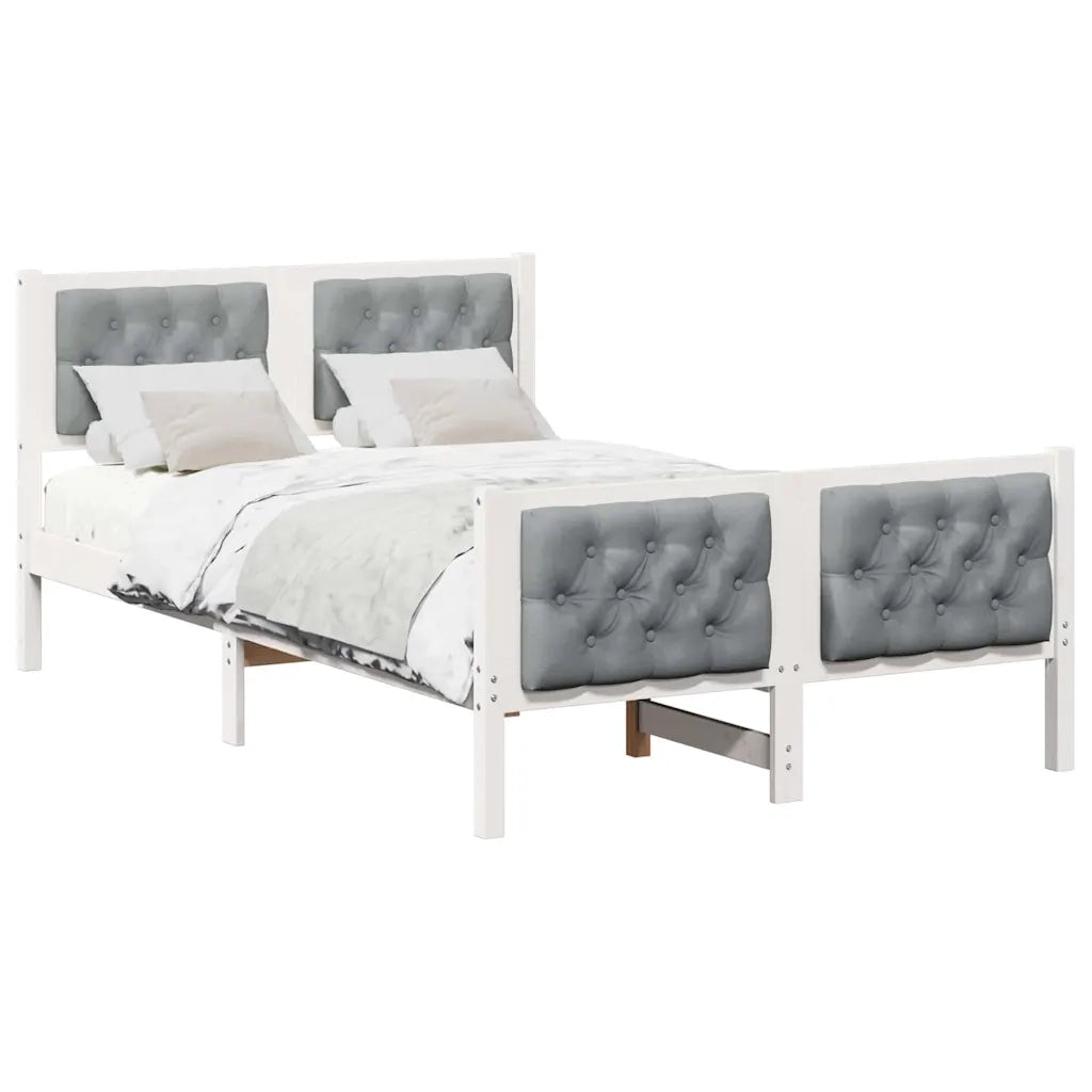 Struttura del letto Grigio chiaro 135 x 190 cm Pino massello