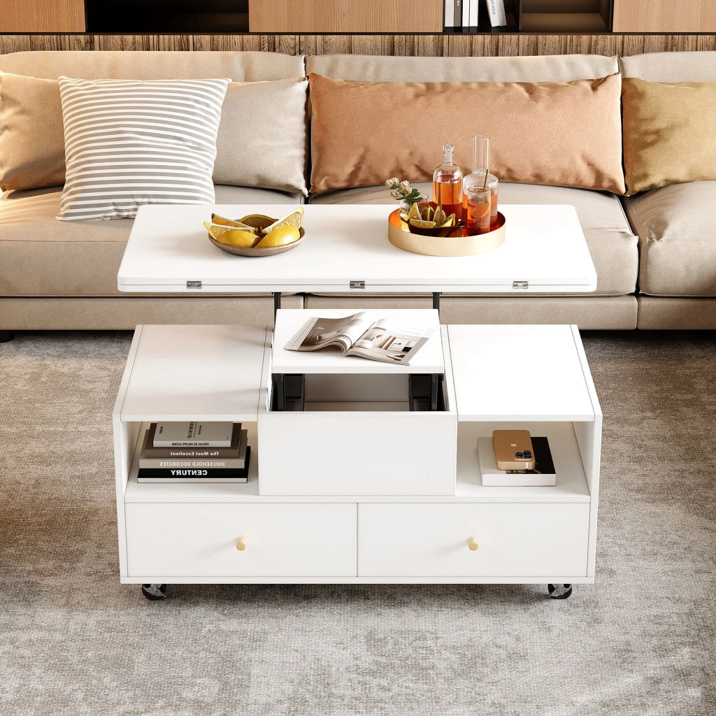 TAVOLO SOFFICE ALZABILE E PIEGHEVOLE 100x50x47,5 cm BIANCO MDF