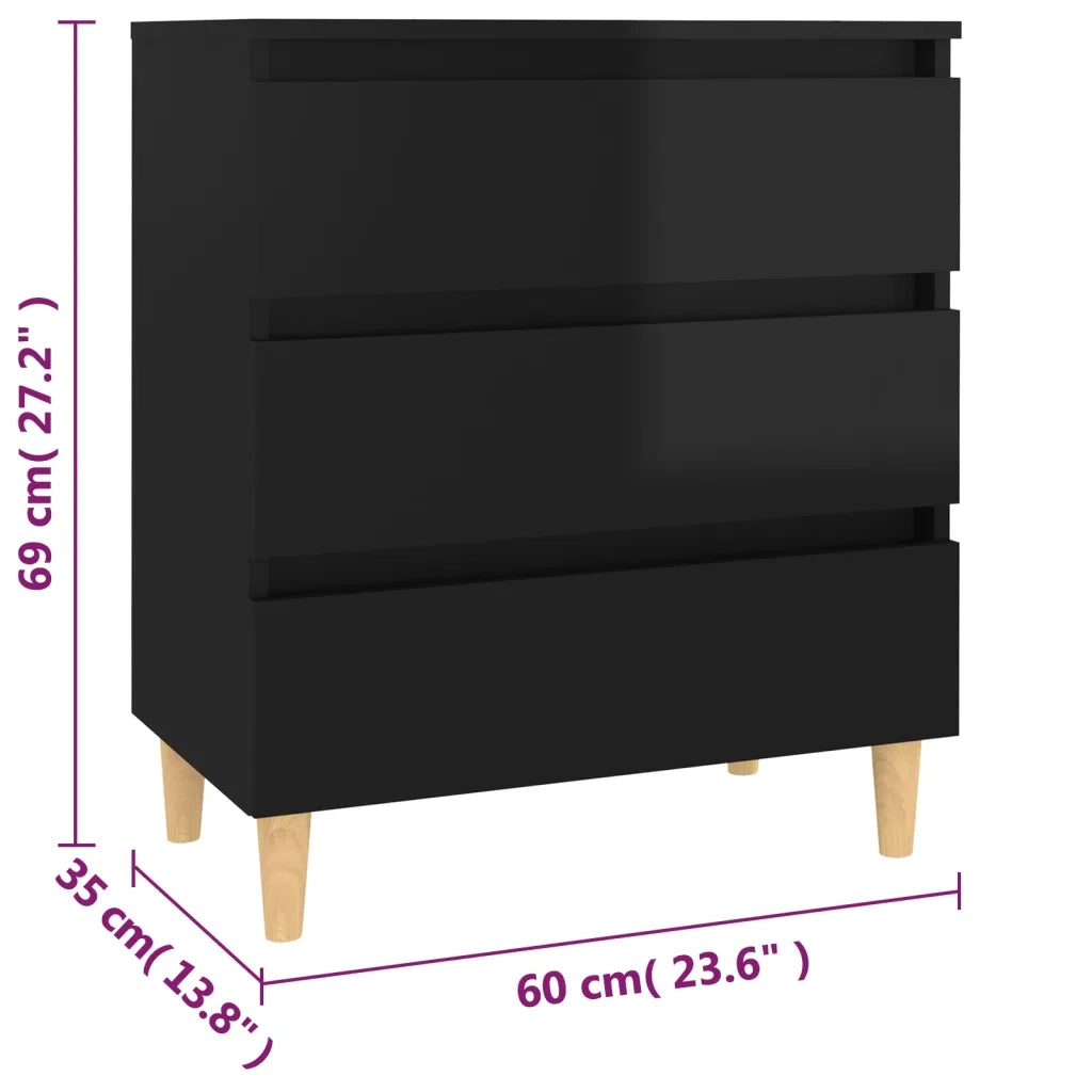 Credenza Nero Lucido 60x35x69 cm in Truciolato