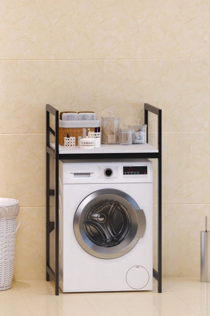 Mobile lavatrice in metallo "Junior" - 70 x 60 x 116 cm - Bianco