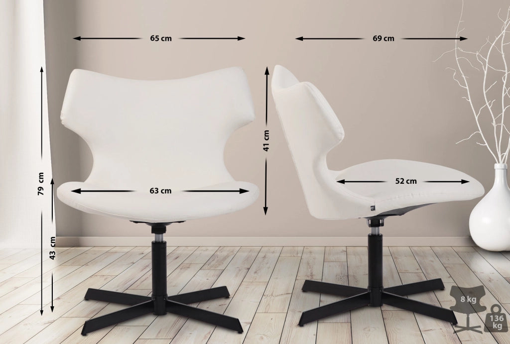 Sedia da lounge Welland in similpelle bianco