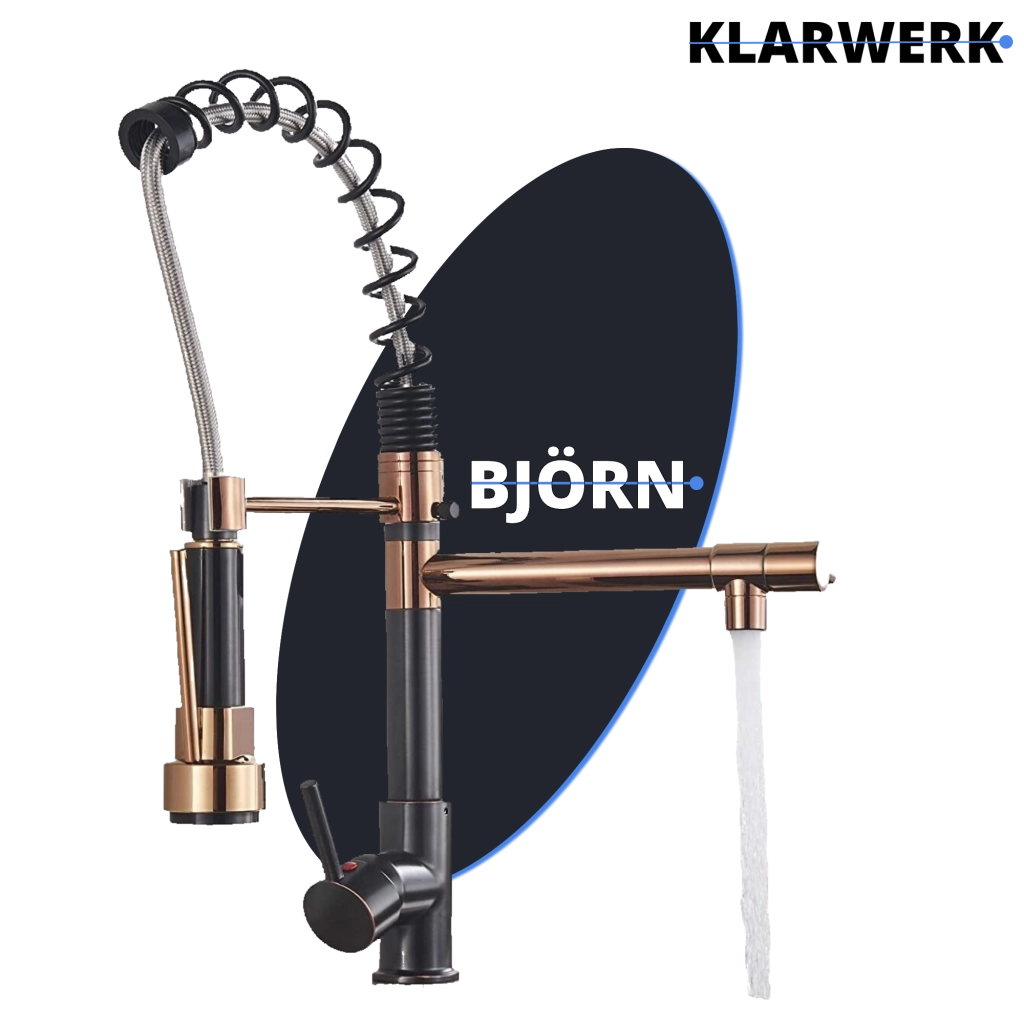 Bjorn | Rubinetto cucina Gastronomy rosegold Due docce | Rubinetto cucina professionale acciaio inossidabile | Ristorante doppio lavello