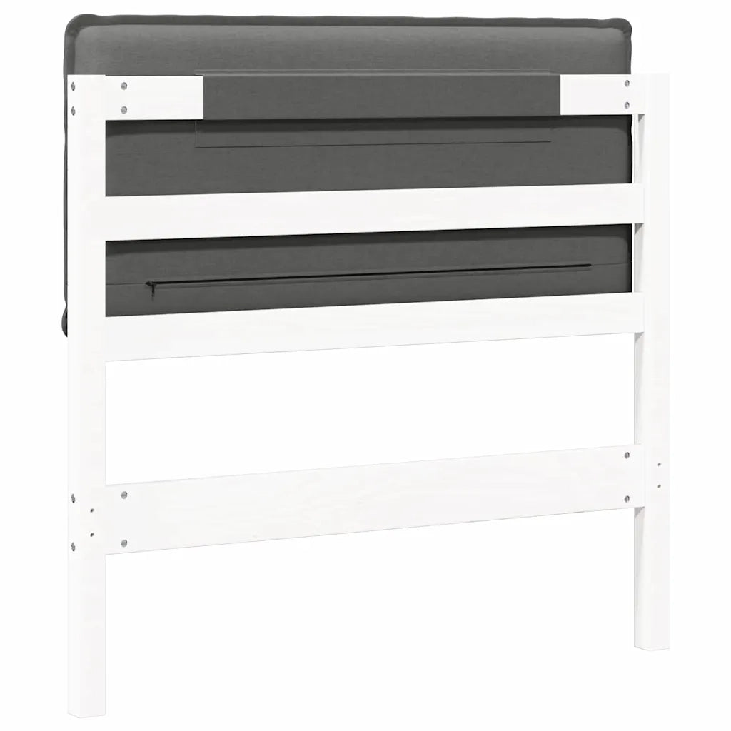 Testiera | Testata imbottita Bianco e grigio chiaro 80 cm Pino massello