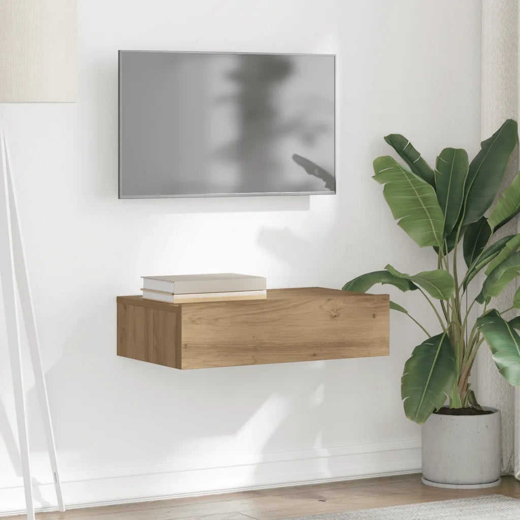 Mobile Porta TV con Luci LED Rovere Artigianale 60x35x15,5 cm 856345