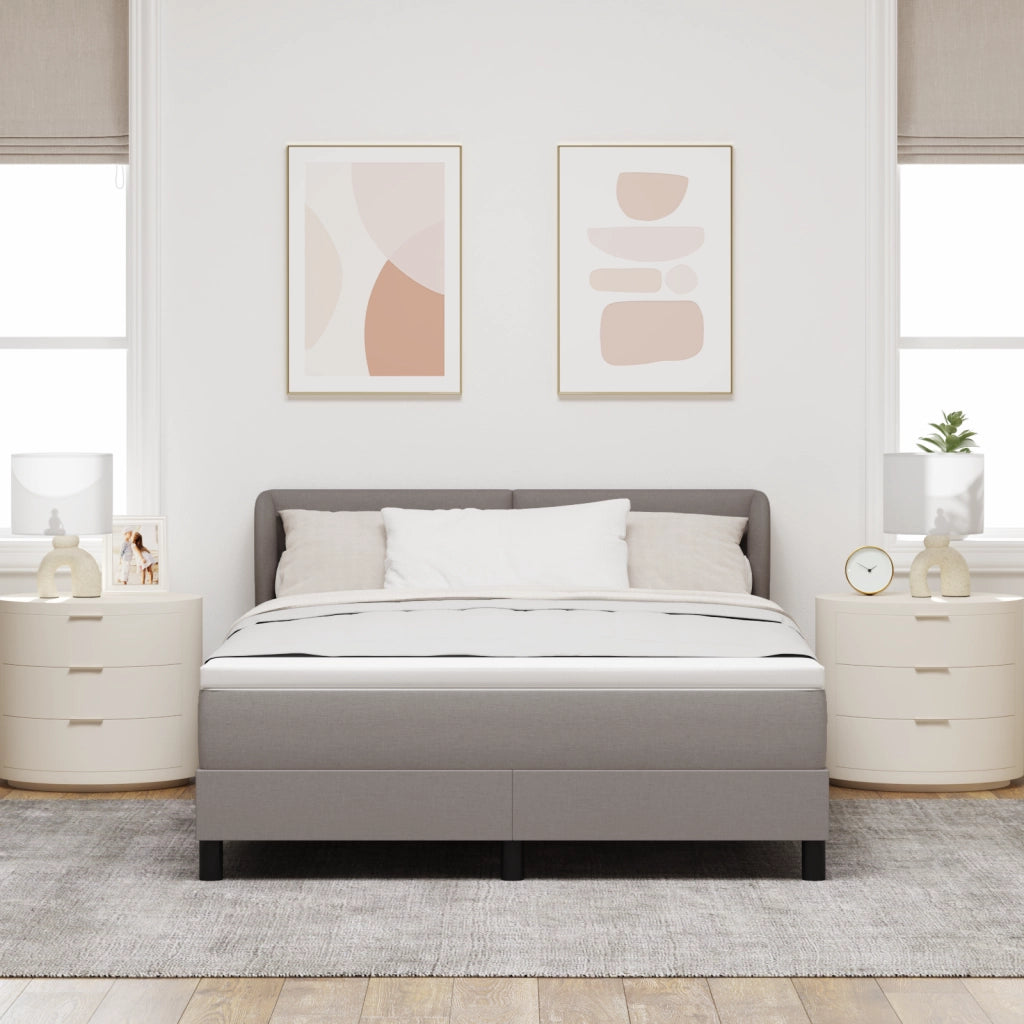 Letto A Rete con Materasso Tortora 140x190 cm Tessuto