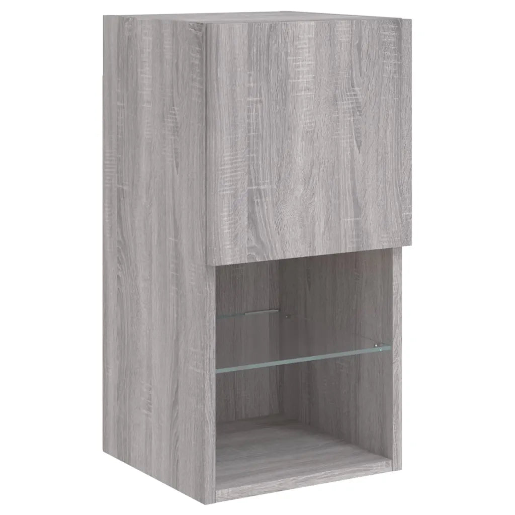Mobili TV a Muro con LED 4pz Grigio Sonoma in Legno Multistrato 3216666