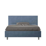 BS COM Letto una piazza e mezza contenitore imbottito 130x190 microfibra blu