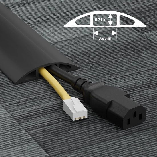 Afwerking per cavo per pavimento - Protezione cavo leggera per gestione cavi - 1,8 Metro - Antiscivolo e flessibile PVC
