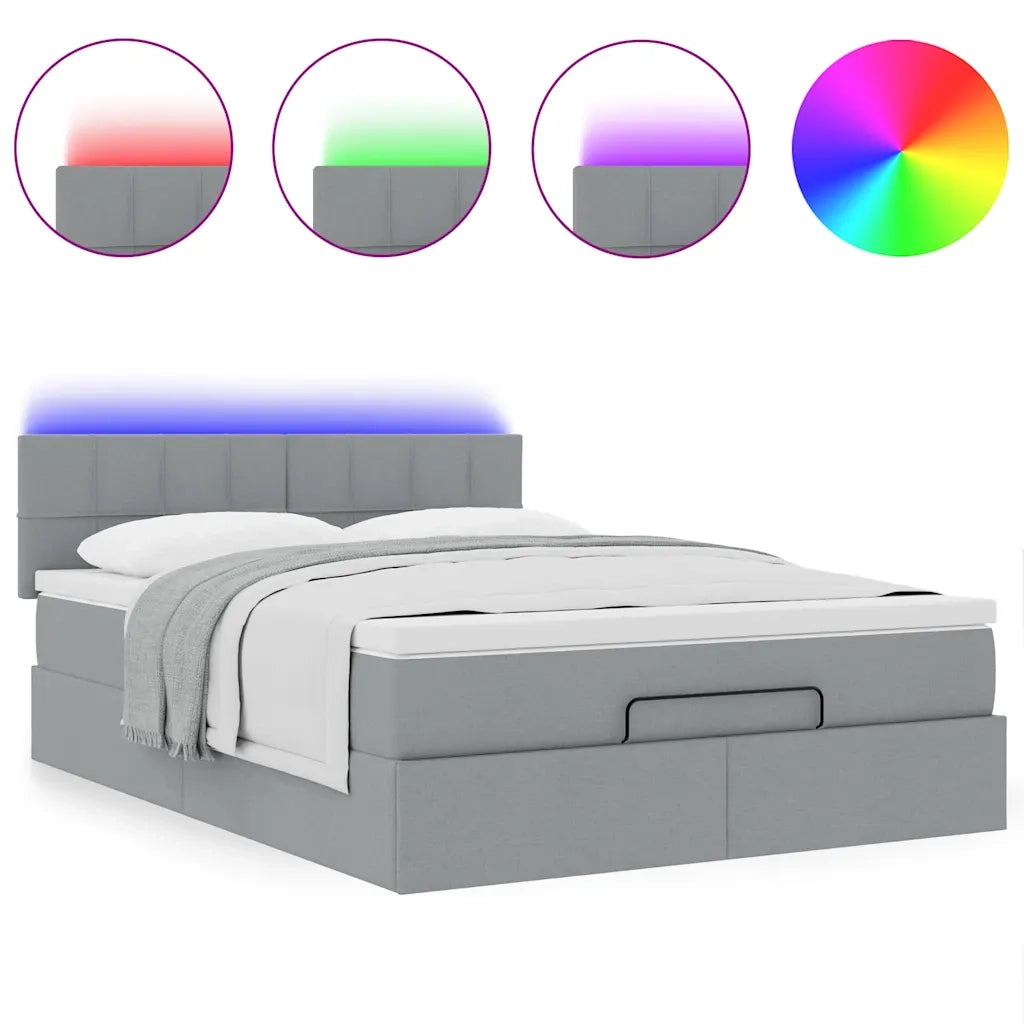Pouf Letto con Materasso e LED Grigio Chiaro 140x190 cm 3312305