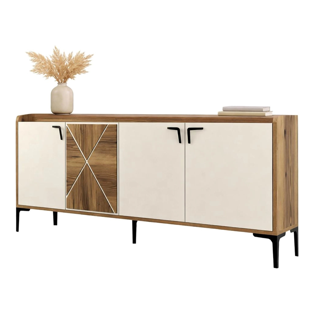 Madia Elini, Credenza 2 Ripiani, 180x35x78h cm Bianco Crema