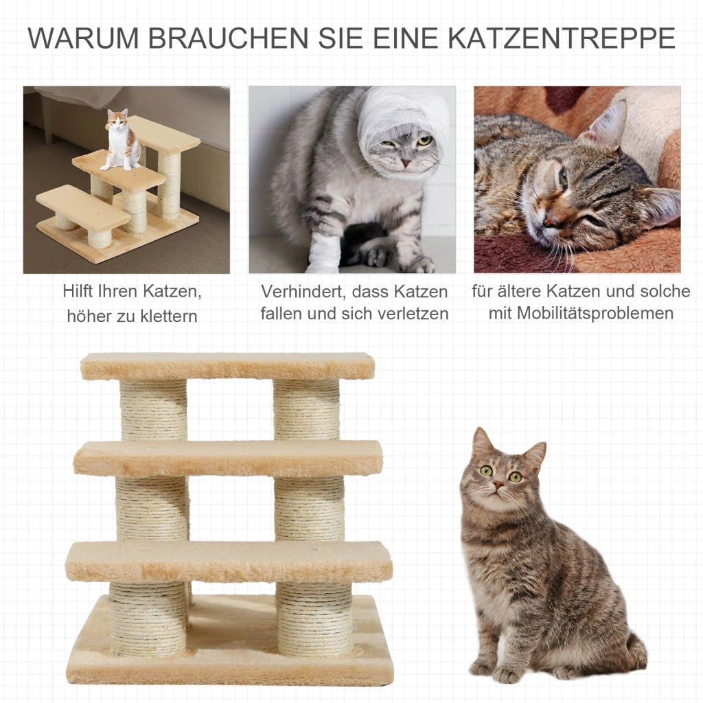 Scala per animali domestici 3 gradini pieghevole ¨C zephmum ¨C crema 34 cm
