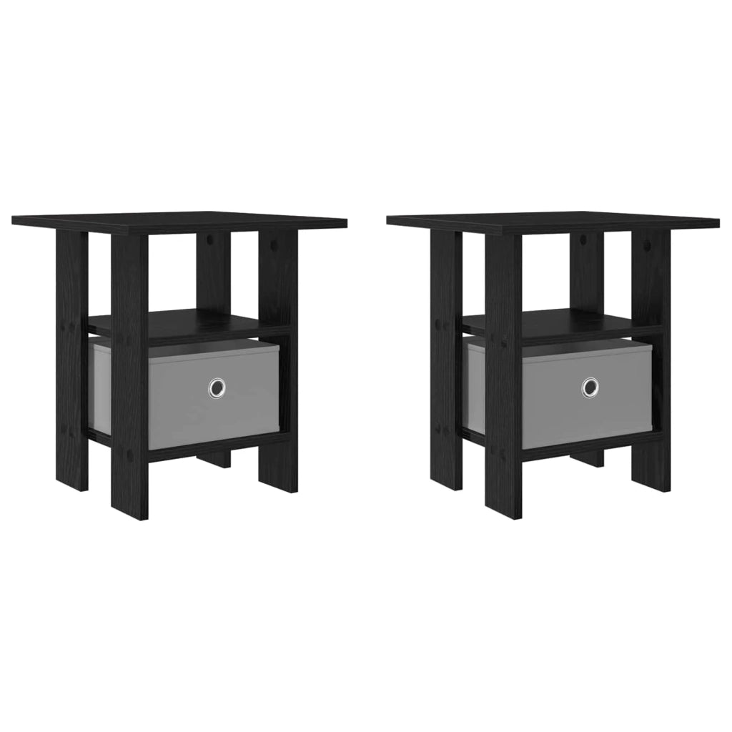 Comodino 2 pcs Rovere Nero 41 x 40 x 45 cm Legno multistrato