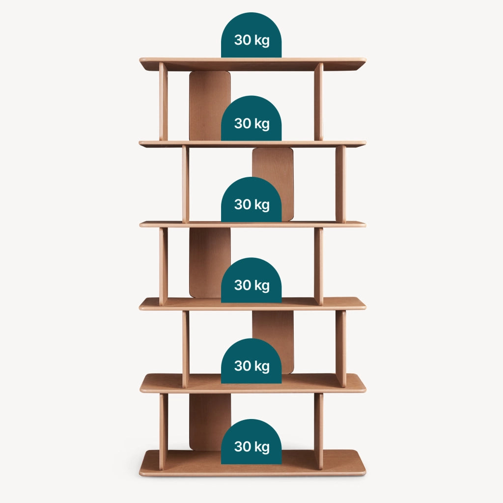 Libreria Gäljami con 5 Ripiani Aperti 180 x 100 x 35 cm - Effetto Noce [en.casa]