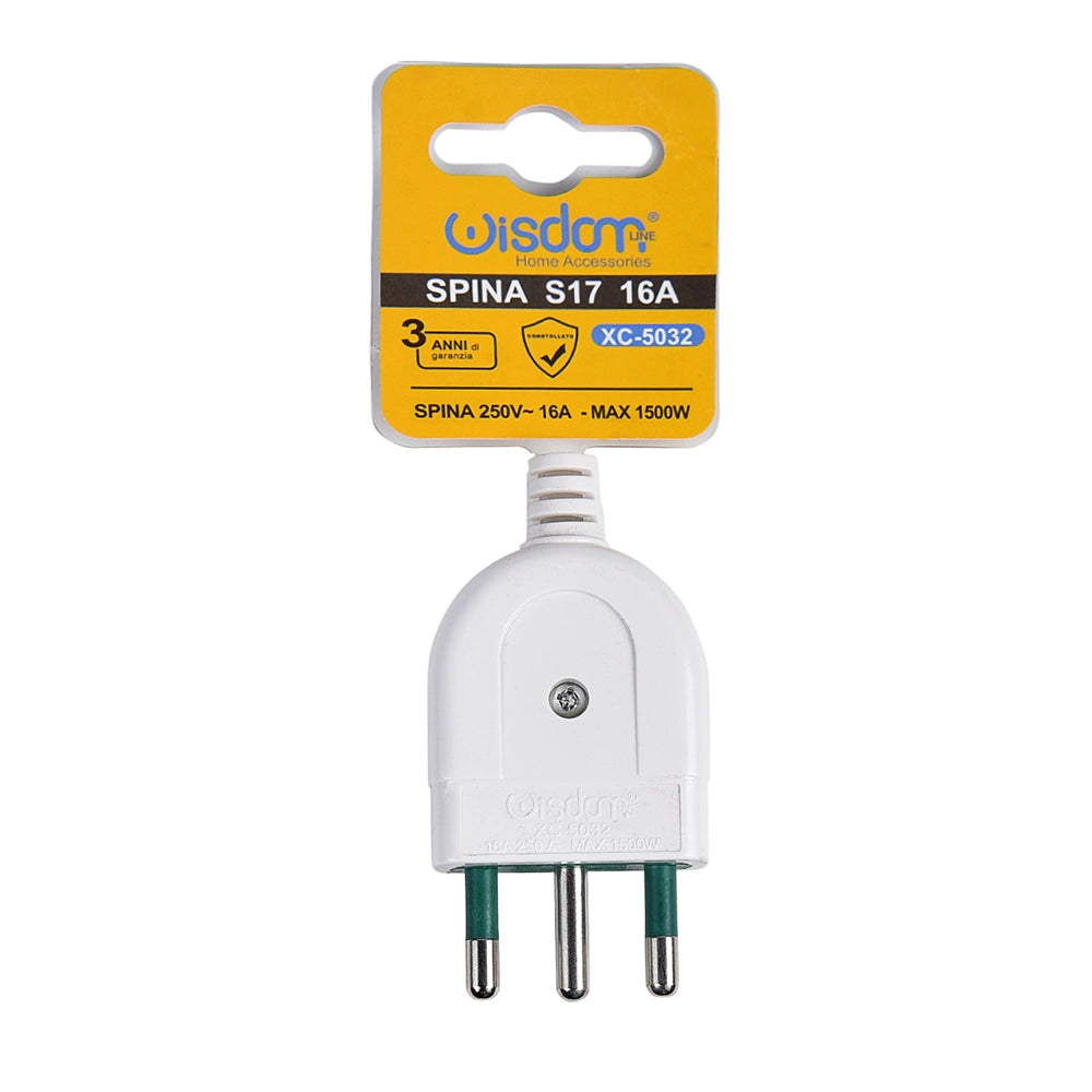 SPINA ELETTRICA BIPOLARE S17 16A 2P+T ASSIALE BIANCA PER USO INTERNO - PRESA SICURA E AFFIDABILE IDEALE PER IMPIANTI DOMESTICI E INDUSTRIALI