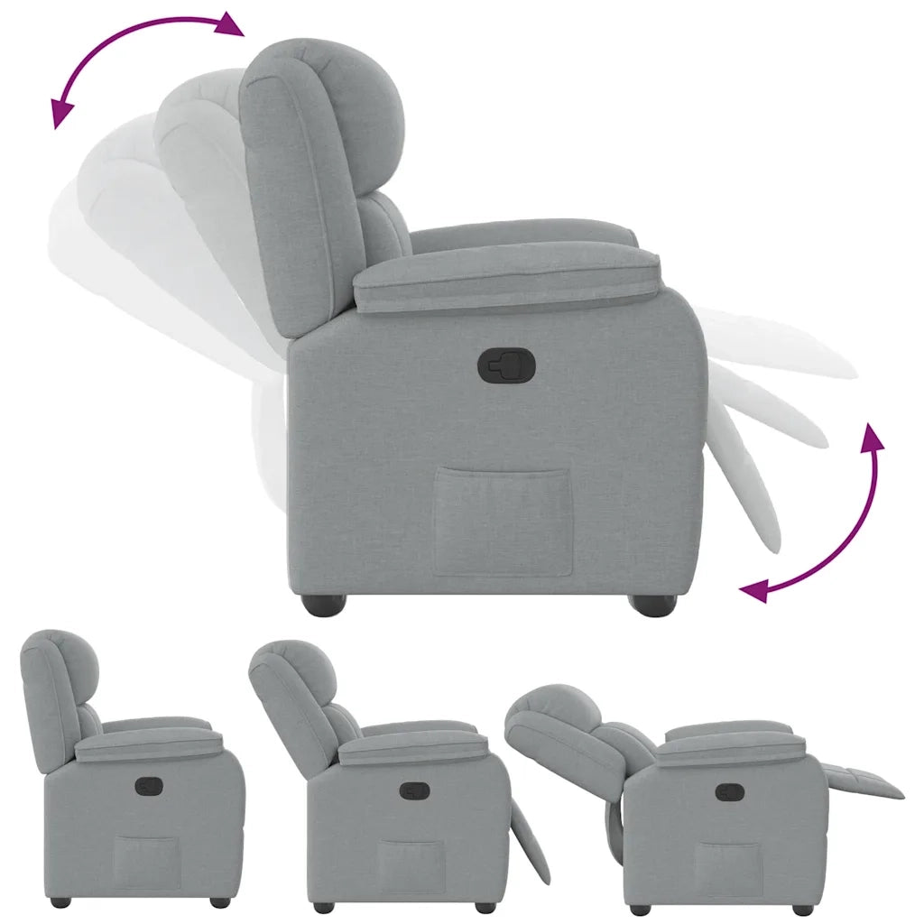 Divano Sedia-Poltrona Reclinabile in Tessuto Grigio Chiaro 928802