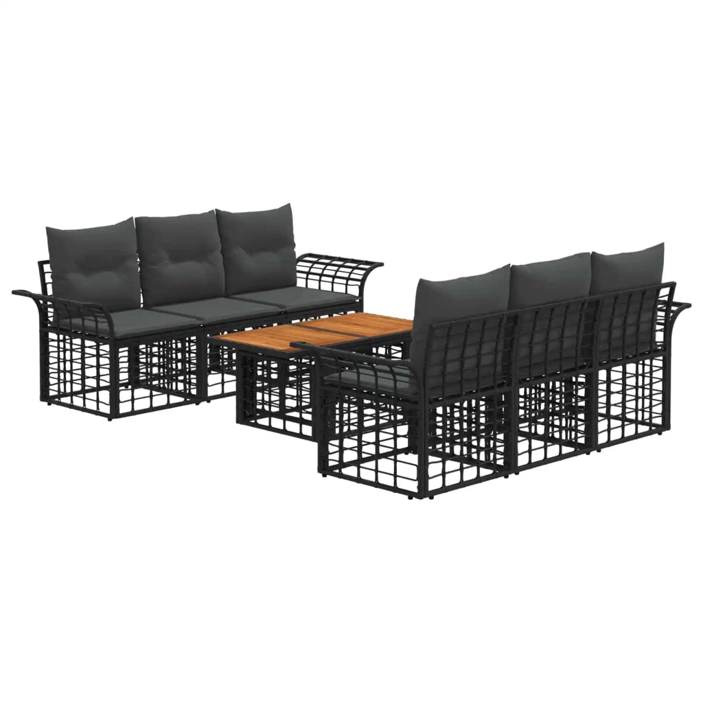 Set Divano da Giardino 7 pz Nero e Grigio scuro polyrattan 3437949