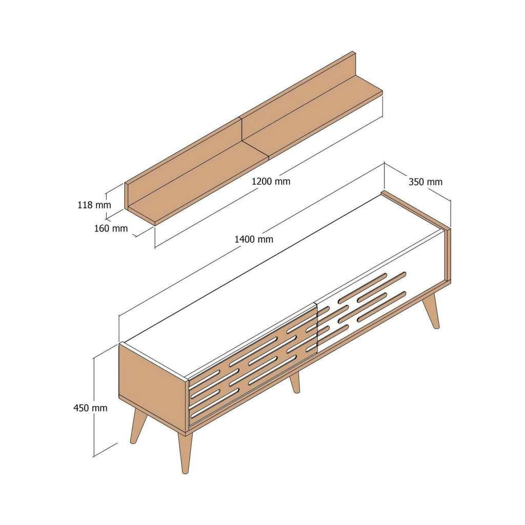 Mobile porta TV Arsiero, Credenza da soggiorno, Armadio basso per TV, Base parete attrezzata, 140x45h35 cm, Noce e Antracite