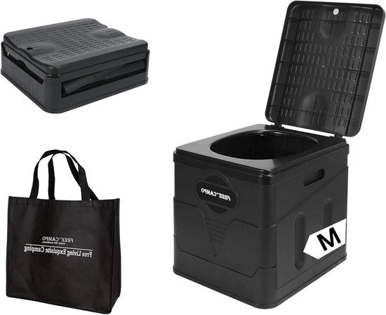 Scheidingstoilet portatile per campeggio, compatto e mobile (M: 31 x 27 x 30 cm) - per adulti e bambini, inclusa vaschetta per 50L sacchi - ideale per campeggio all'aperto, escursioni e emergenze.