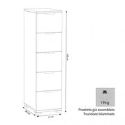 CASSETTIERA IN LEGNO TRUCIOLARE BILAMINATO  CON 5 CASSETTI ROVERE GRIGIO 27 X 38 X H 103 CM