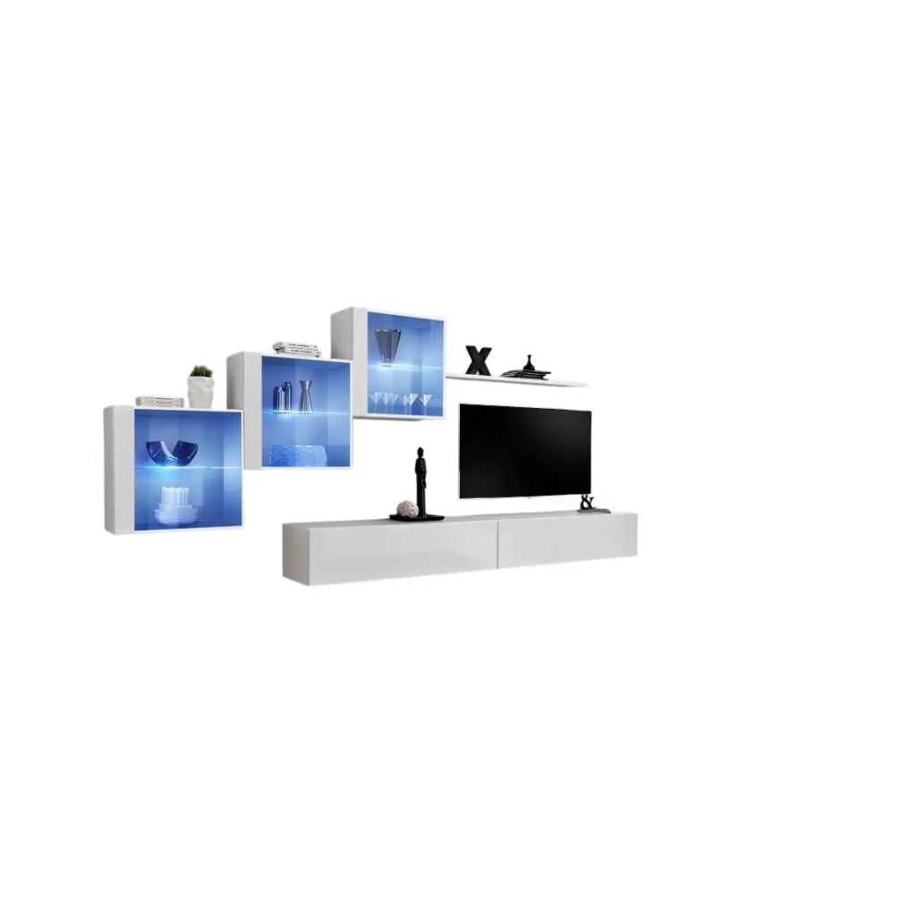 Set di mobili da soggiorno SWITCH XX design, colore bianco lucido.